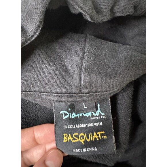 Jean-Michael Basquiat Men's Gem Spa Hoodie Black Large Y2K - Picture 3 of 7